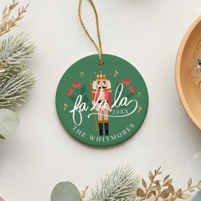 Fa La Nutcracker Weihnachtsfeier Raute Diamond Fot Keramik Ornament (Fa La Nutcracker Christmas Argyle Diamond Photo Ceramic Ornament (Front))