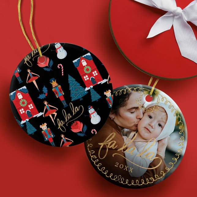 Fa La Nutcracker Weihnachtsgestalterfamilie Foto Keramik Ornament (Von Creator hochgeladen)