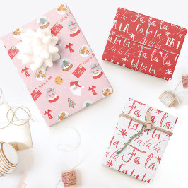 Fa La Santa Claus & Mrs Claus Weihnachtsmuster Geschenkpapier Set