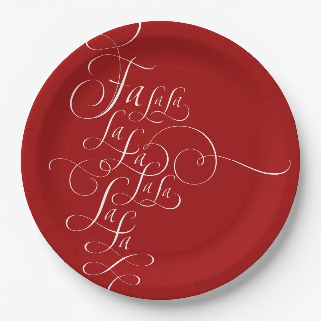 Fa la - Weihnachtskalligrafie - Deck the Halls Pappteller (Vorderseite)