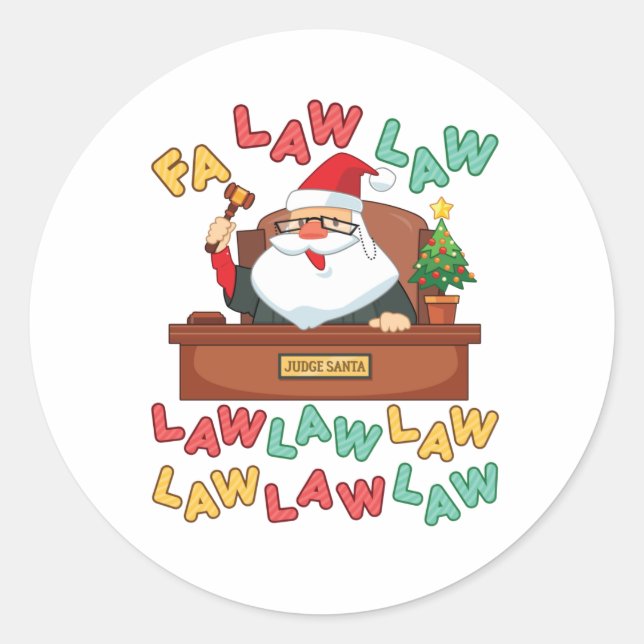 Fa Law Anwalt Weihnachtsmann Runder Aufkleber (Vorderseite)