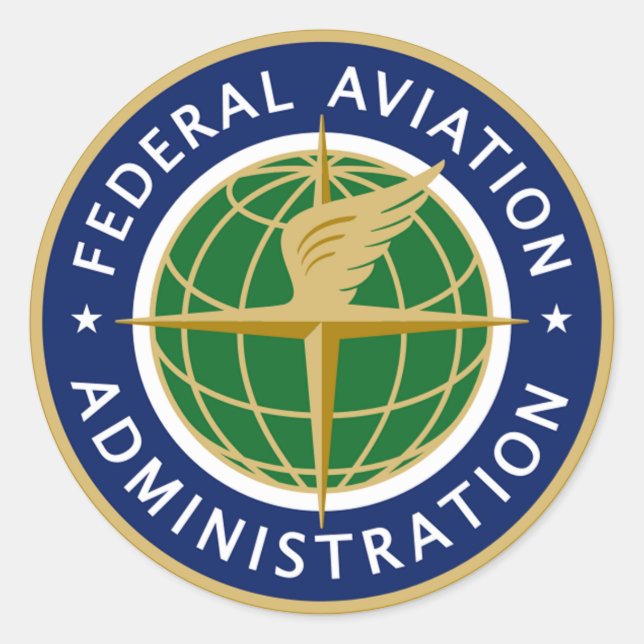 FAA bundesstaatliche Luftfahrtverwaltung Runder Aufkleber (Vorderseite)