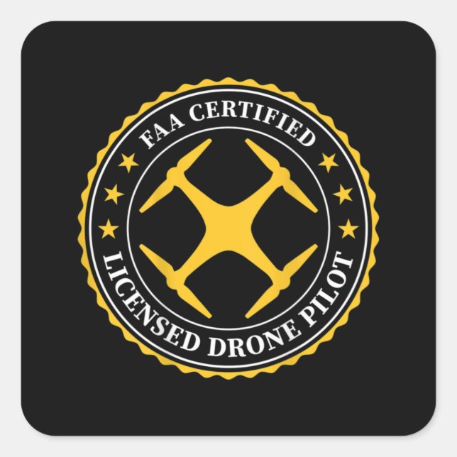 FAA Certified Licensed Drone Pilot - BACK DESIGN Quadratischer Aufkleber (Vorderseite)