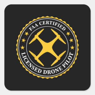 FAA Certified Licensed Drone Pilot - BACK DESIGN Quadratischer Aufkleber