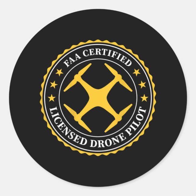 FAA Certified Licensed Drone Pilot - BACK DESIGN Runder Aufkleber (Vorderseite)