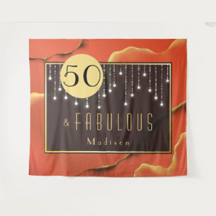 Fab 50. Geburtstag Cool Eleganter Orangen Teppich Wandteppich