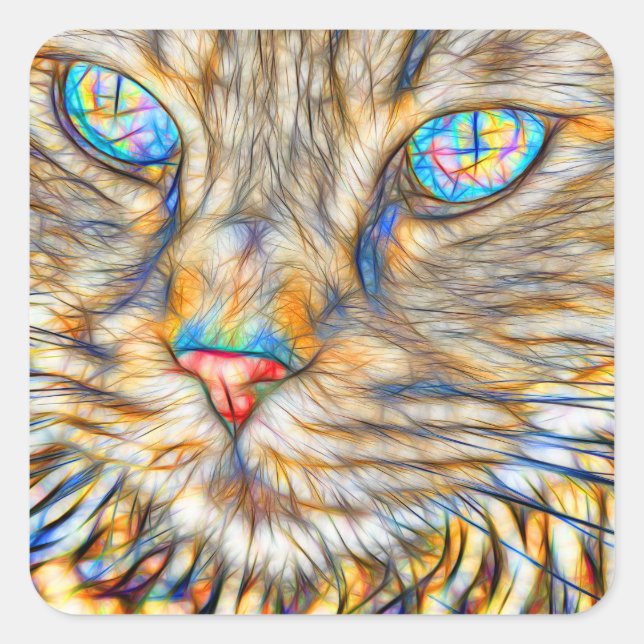 Fab Cat Art Square Sticker - Glossy (Vorderseite)