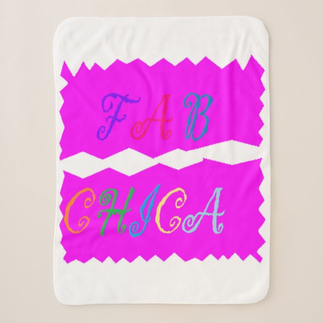 FAB CHICA Logo mit Prägung aus Lippenstift pink Sherpadecke (Vorderseite)