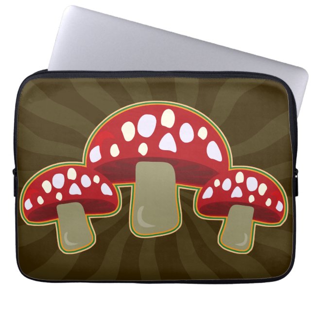Fab Fungi Mushrooms Happy Pattern Laptopschutzhülle (Vorderseite)