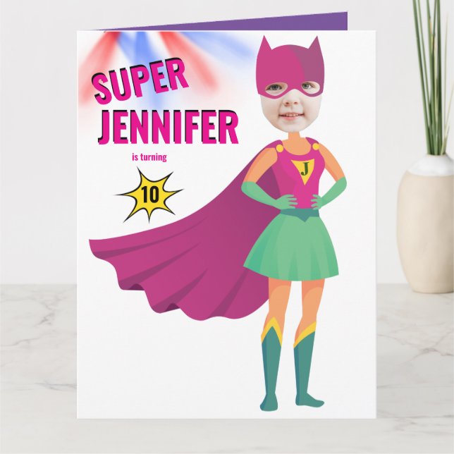 Fab Girl Superhero Phantastisch Geburtstag Karte (Vorderseite)