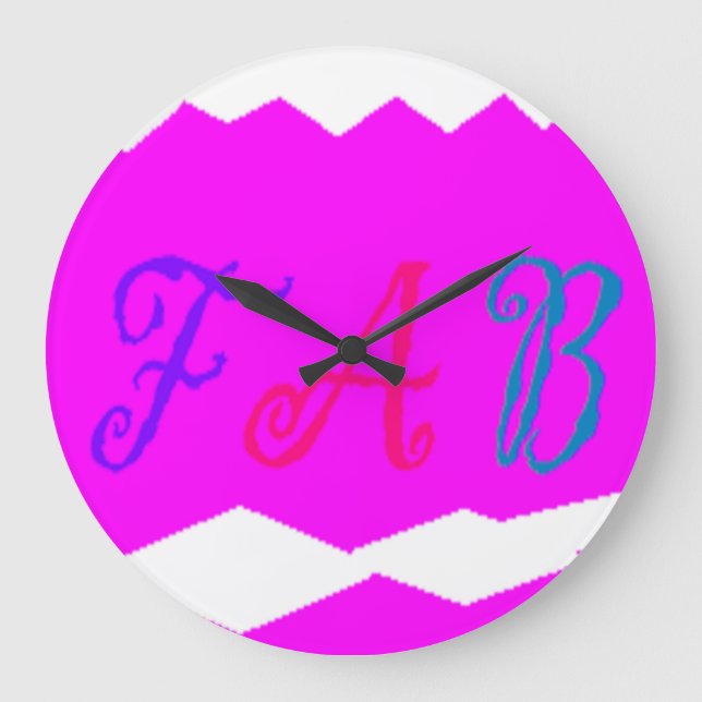 Fab lebhaftes rosa Design mit farbigem Text Große Wanduhr (Vorderseite)