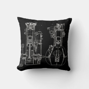FaB MeChaNiCal Zeichne BlUEpRiNT BlAcK AnD WhITe! Kissen