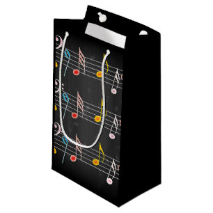 Fab Musiknoten auf Schwarzem Kleine Geschenktüte