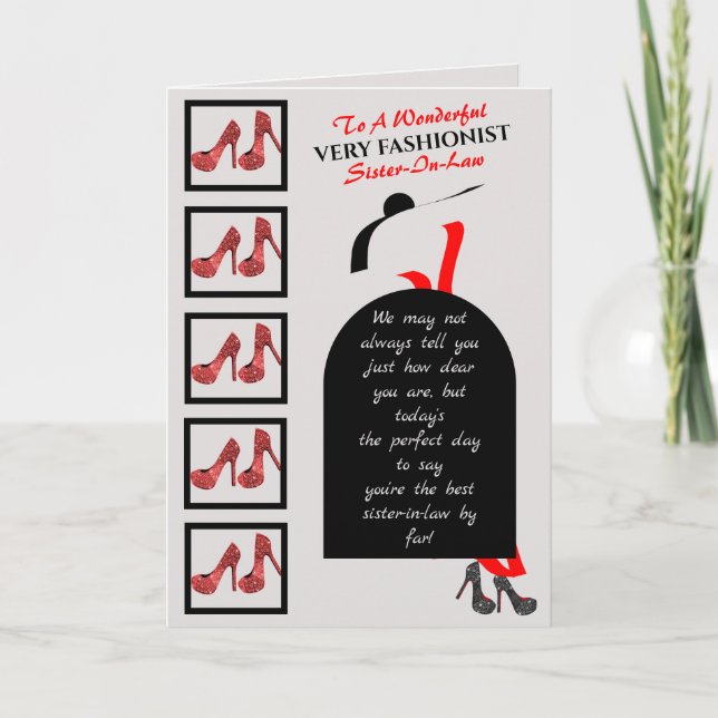 Fab Silhouette Glam Schuhe Red Black Happy Geburts Karte (Vorderseite)