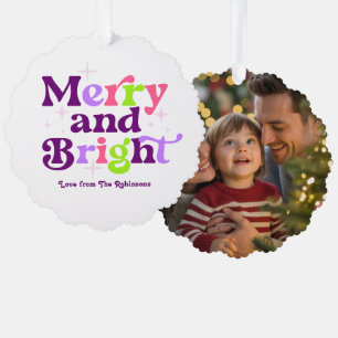 Fab Sugarplum Merry & Bright Retro Weihnachts-Foto Ornament Karte