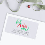 Fab Weihnachten Ous | Fabulous Christmas Stylish F Adressaufkleber<br><div class="desc">Fab Weihnachten ous! Ein fabelhaftes Anführungszeichen in moderner Typografie in festlicher Rot und Grün auf hellblauem grauem Hintergrund im modernen minimalistischen Stil! Der Gruß,  Name und Anschrift können für ein wunderbares Weihnachtslabel leicht personalisiert werden,  um mit unserem Kartensortiment im gleichen Design zu paaren!</div>