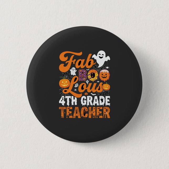 Fabel-hafte 4. Klasse Lehrer Halloween Button (Vorderseite)