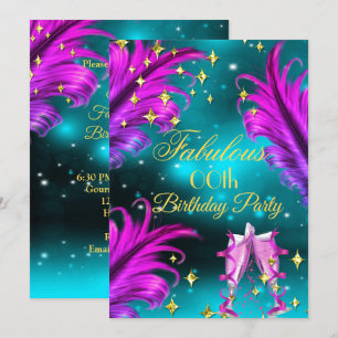 Fabelgeburtstag Türkis Lila Rosa Champagner Party Einladung