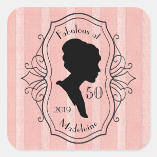 Fabelhaft bei fünfzig Miniatur-Dame Silhouette Quadratischer Aufkleber