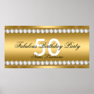 Fabelhaft elegante goldene Perlen-Schmuck-Geburtst Poster