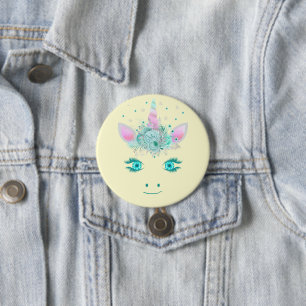 Fabelhaft Süße Einhorn Blumen Gesicht 1 Button