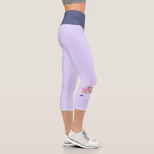 Fabelhaft Süße Einhorn Blumen Gesicht 2 Capri Leggings