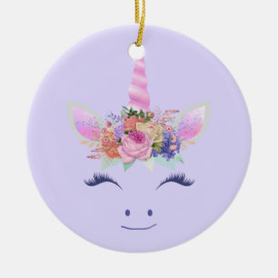 Fabelhaft Süße Einhorn Blumen Gesicht 2 Keramik Ornament