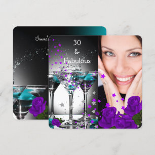 Fabelhafte 30 Geburtstag Teal Purple Rosen Foto 4 Einladung