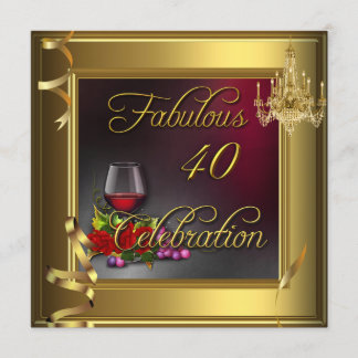Fabelhafte 40-Feier-Cream-Goldrosen-Wein Einladung