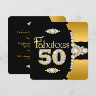 Fabelhafte 50 50. Geburtstag Gold Schwarz Diamant Einladung