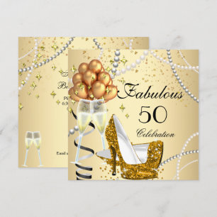 Fabelhafte 50 Creme Gold Absätze Champagner Geburt Einladung