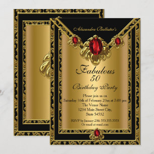 Fabelhafte 50 Elegante Gold Damast Rot Edelstein G Einladung