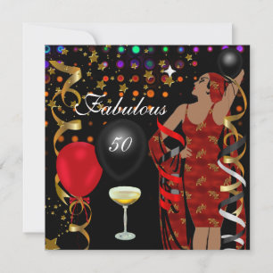 Fabelhafte 50 Fünfzig Diva Geburtstag Schwarz Rot Einladung
