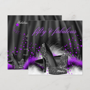 Fabelhafte 50 Lila Schwarze High Heels Geburtstags Einladung