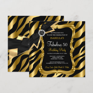 Fabelhafte 50 Pearl Gold Bogen Schwarz Zebra Einla Einladung