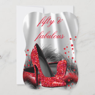 Fabelhafte 50 Rote High Heels Schwarz Silber Gebur Einladung