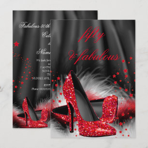 Fabelhafte 50 rote High Heels schwarze Seide Gebur Einladung