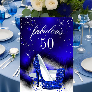 Fabelhafte 50 Royalblaue High Heel Geburtstagsfeie Einladung