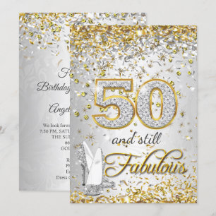 Fabelhafte 50 Silber Gold High Heels Party Einladung