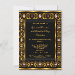 Fabelhafte 50 Super Elegante Diamant Gold Schwarz  Einladung