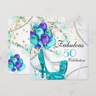 Fabelhafte 50 Türkisblaue High Heels Florale Gebur Einladung