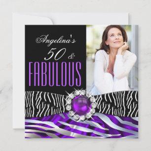 Fabelhafte 50 Zebra Lila Seide Silber Geburtstag Einladung