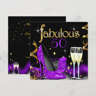 Fabelhafte 50er Party Lila High Heels Gold Schwarz Einladung