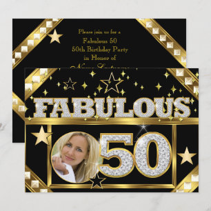 Fabelhafte 50er Retro Glamour Hollywood Gold Foto Einladung