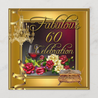 Fabelhafte 60-Feier 60. Goldene rote Rosen Wein Einladung