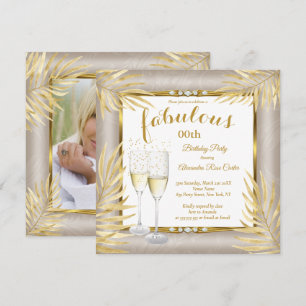 Fabelhafte Beige Gold Palmen Champagner Party Einladung