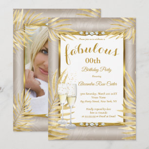 Fabelhafte Beige Gold Palmen Champagner Party Einladung