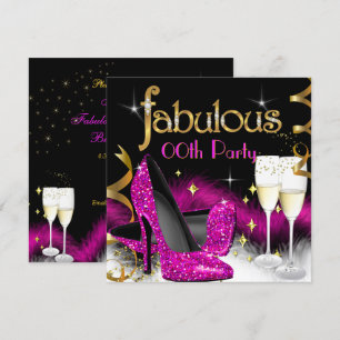 Fabelhafte Champagner-Party Glitter Rosa High Heel Einladung