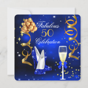 Fabelhafte Champagner-Party Royalblaue High Heels Einladung