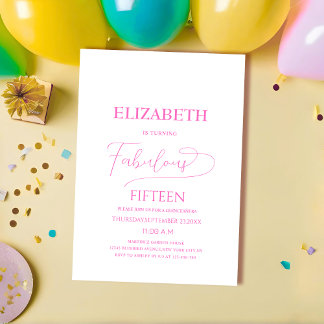 fabelhafte fünfzehn rosa elegante klassische quinc einladung